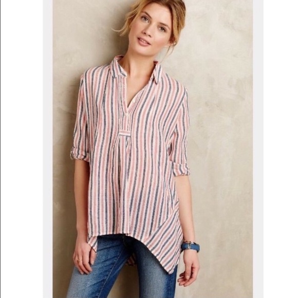 Anthro Isabella Sinclair Tisket Striped Popover Top XS - Picture 2 of 9